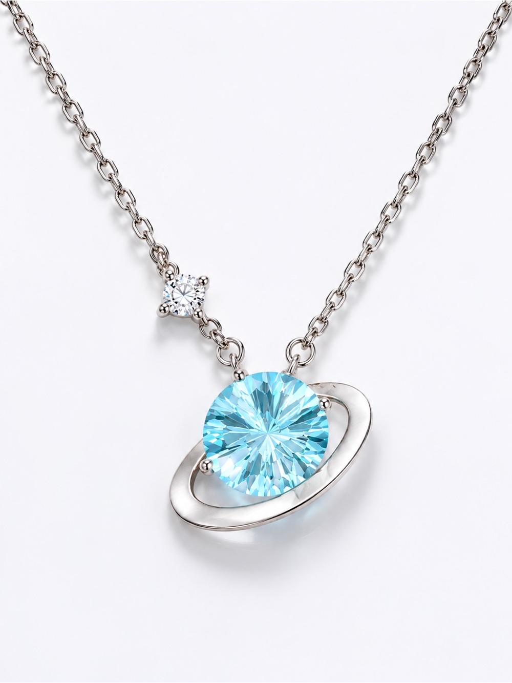 #N1 Blue Topaz Orbit Necklace (S925)